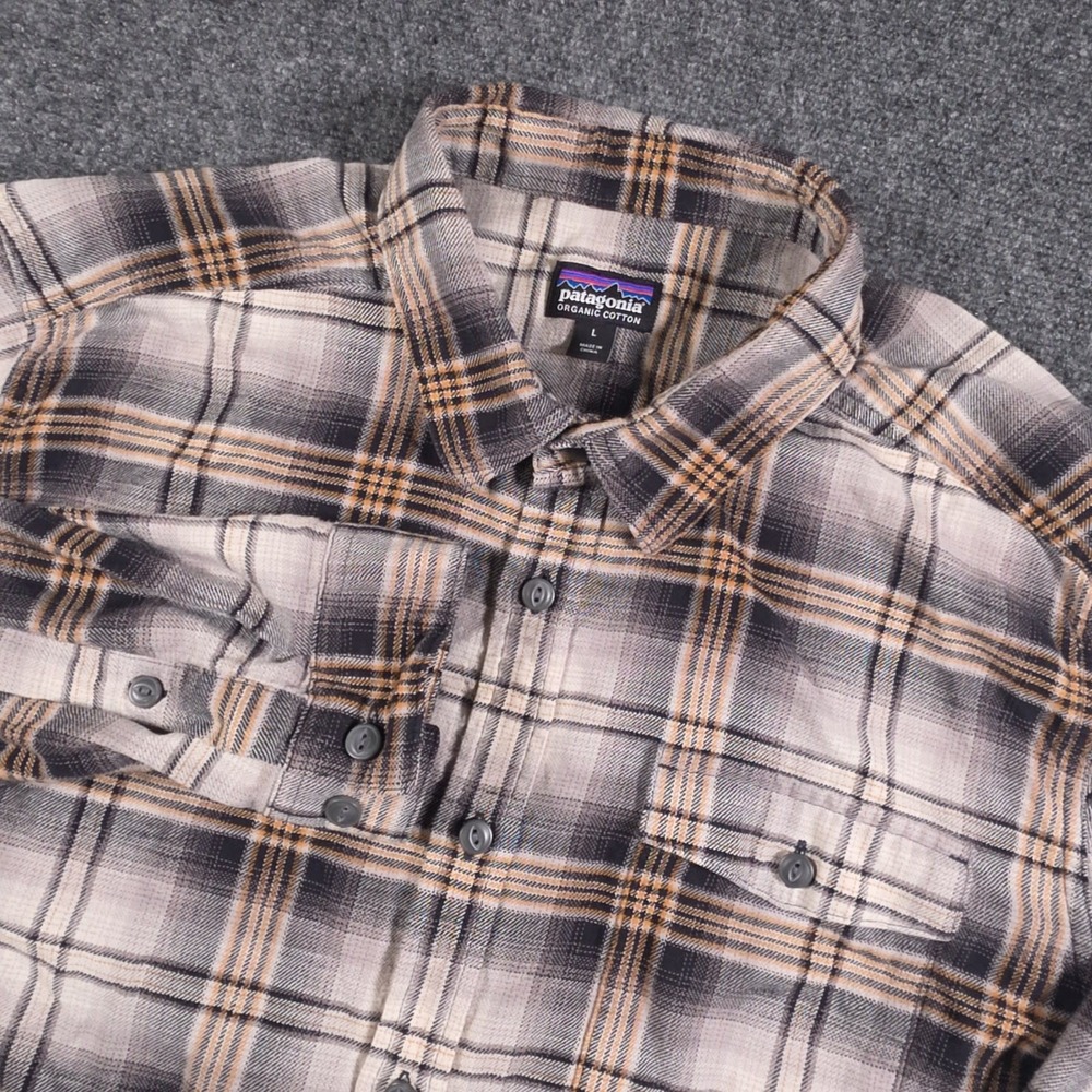 Patagonia Fjord Flannel Shirt Mens L Plaid Lightweight Organic Cotton